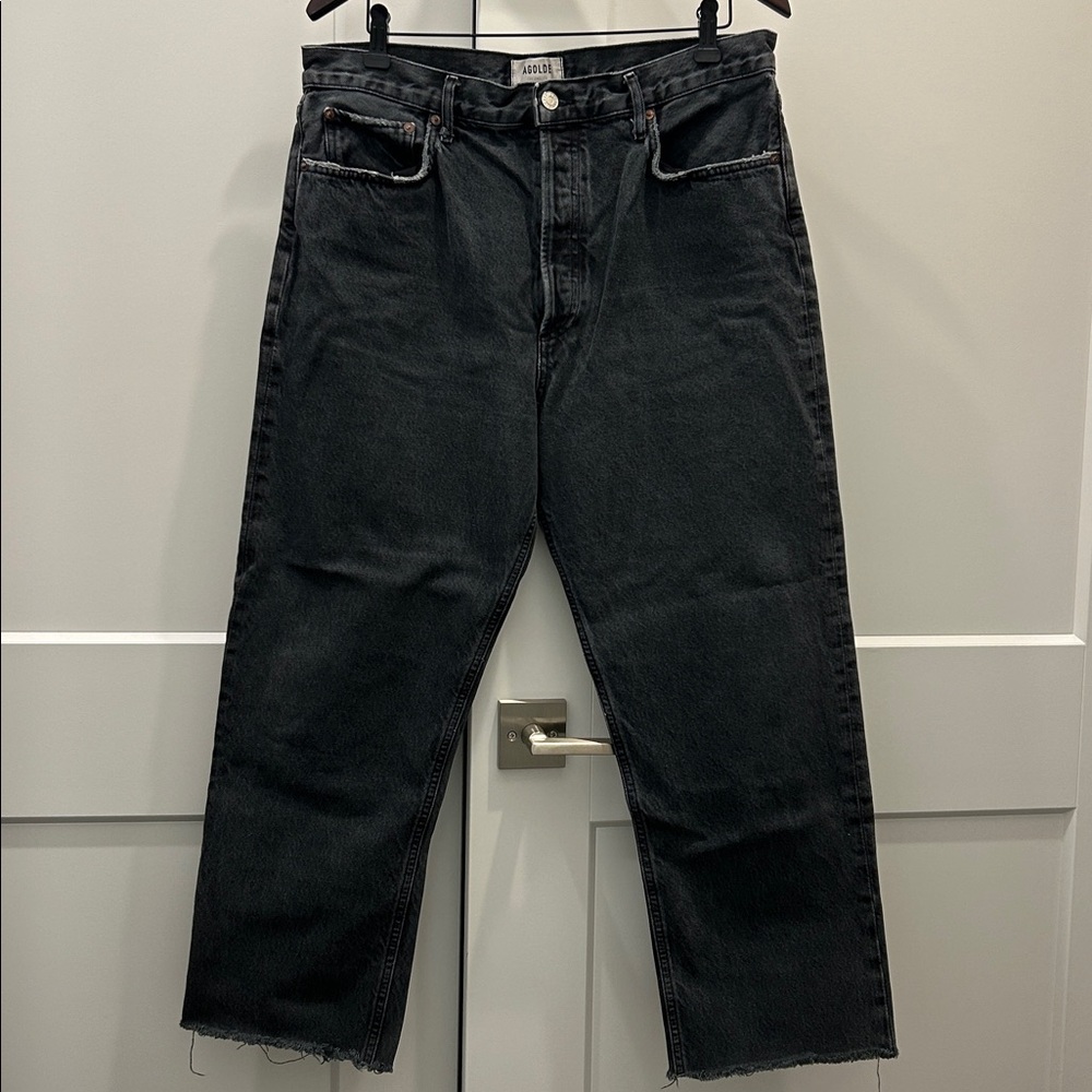 AGOLDE Petite Black Distressed Denim Jeans